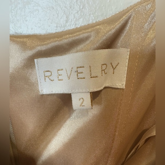 Revelry Skye Velvet Champagne Cowl Neck Maxi Dress Size 2 - Picture 3 of 12